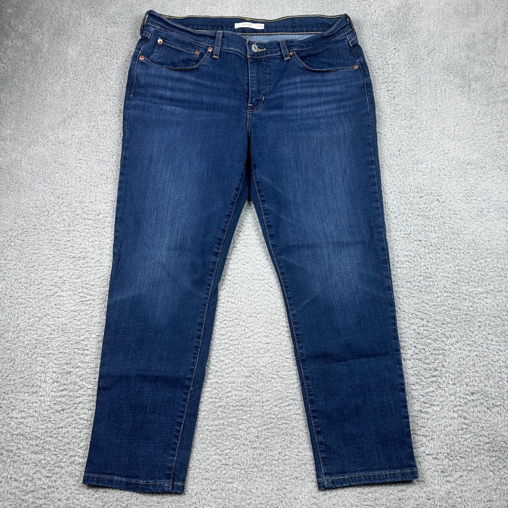 Levis Boyfriend Jeans Womens 31x27 (Fits 33x25) Blue Dark‎ Wash Stretch Denim